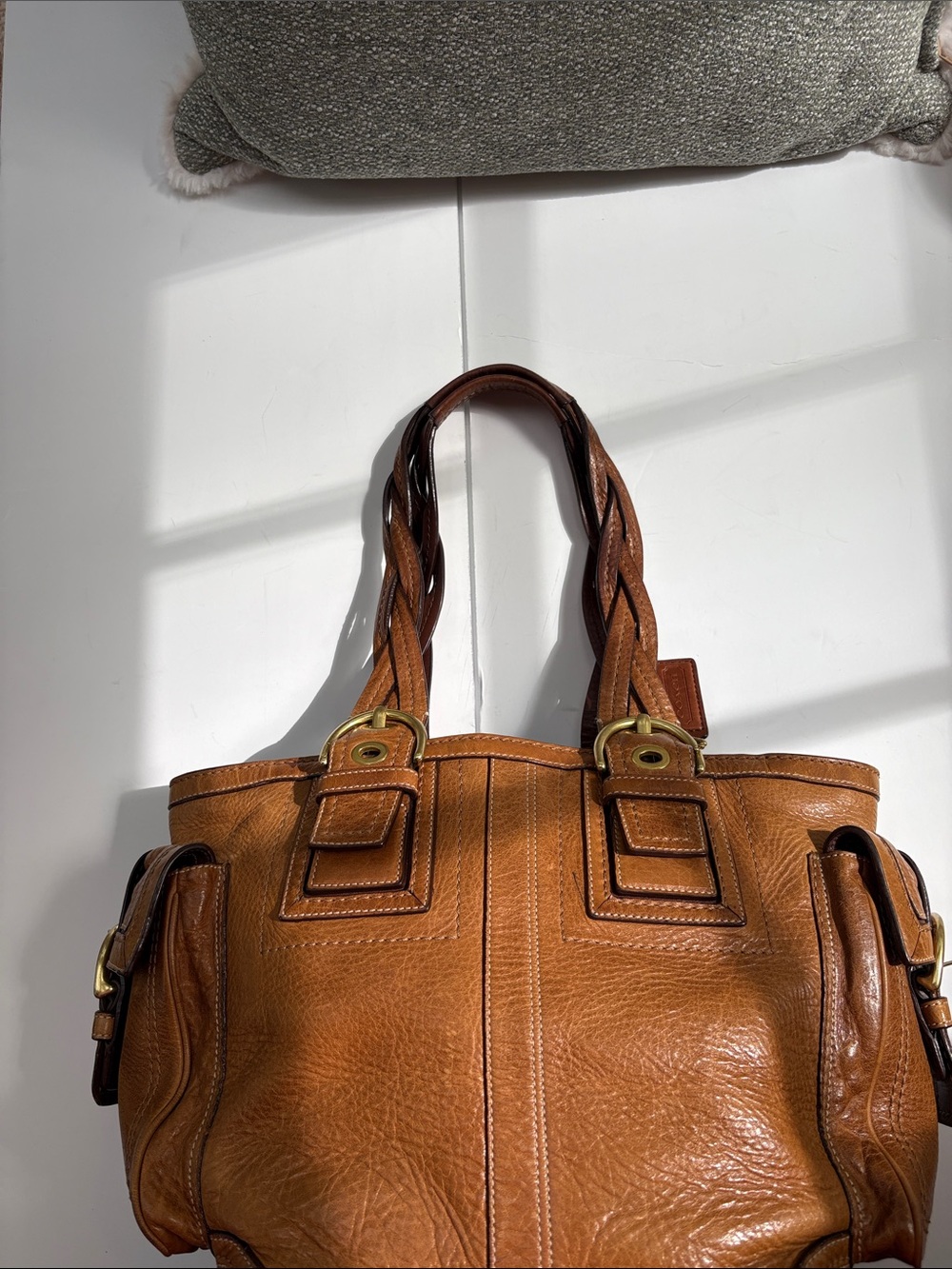 Coach Y2K SoHo Tote, Braided Handles, British Tan, Brass Hardware - Mint - Picture 3 of 11